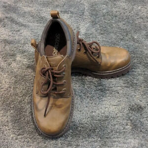 Skechers Brown Sneaker Boot leather upper brown lace up Size 8